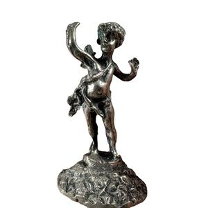 Very vintage and very rare, solid pewter, cast cherub miniature figurines.